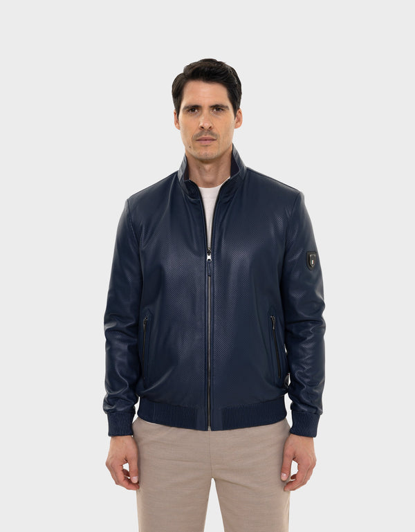 MATEO MEN'S REVERSIBLE LEATHER JACKET | BLUE